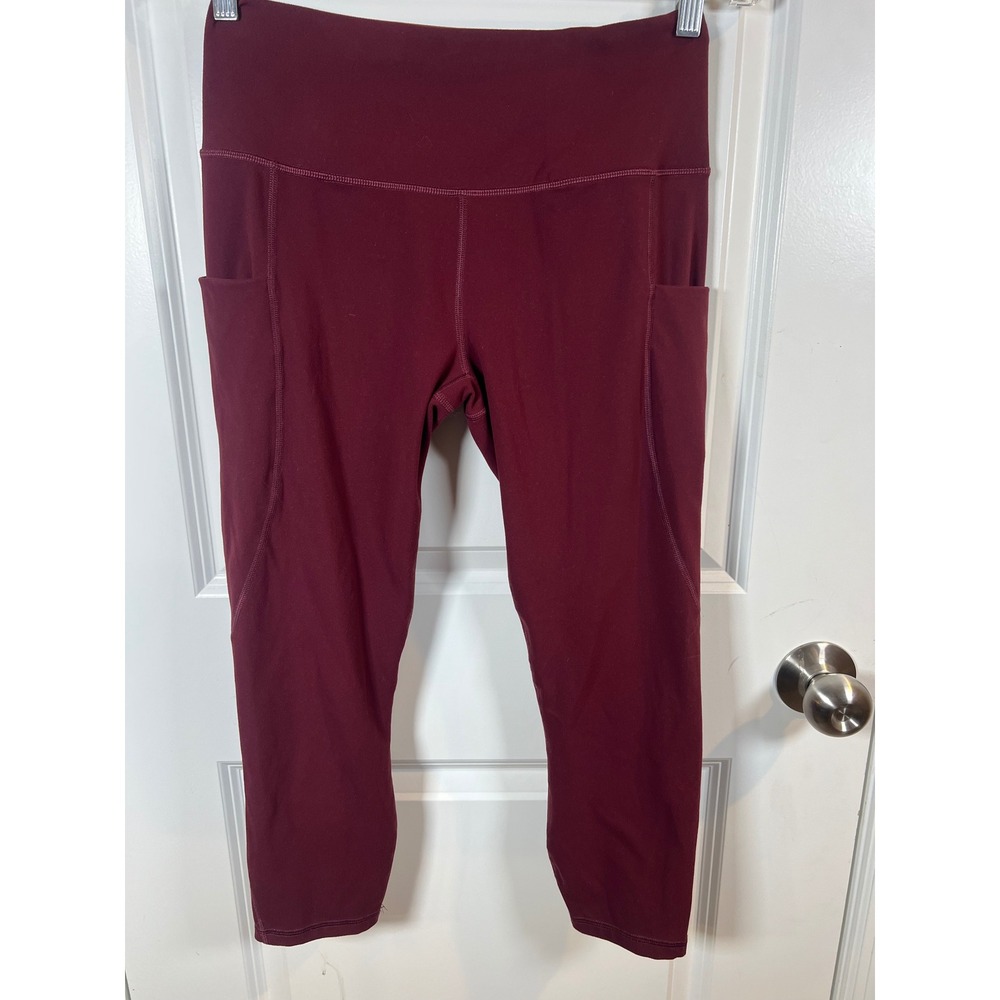 Fabletics Womens Leggings High Rise Side‎ Pockets Burgundy Size Medium